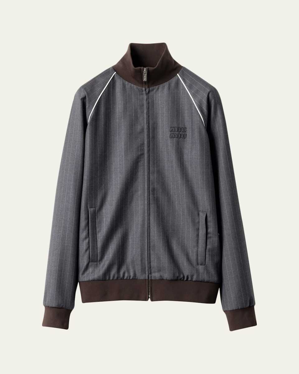 Pinstripe Zip-Up Jacket